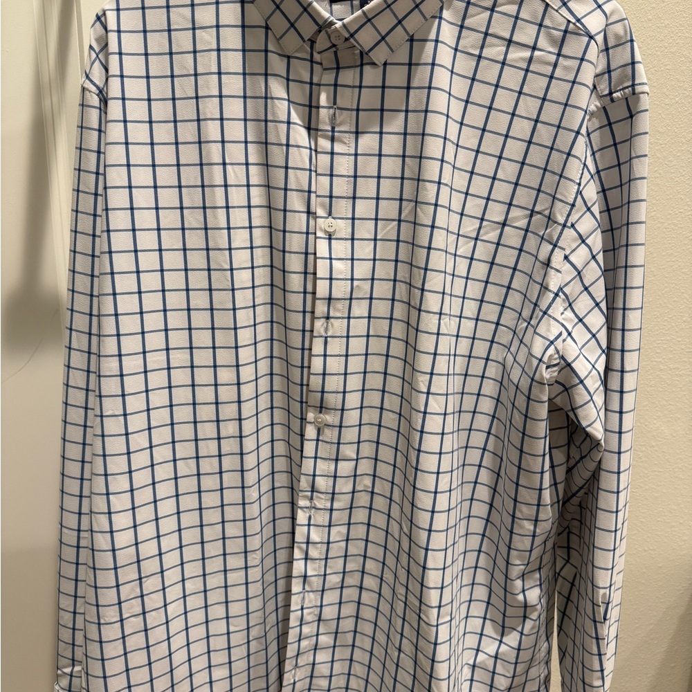 Mizzen+Main Leeward Blue and White Long Sleeve Button Down Shirt XXL Classic